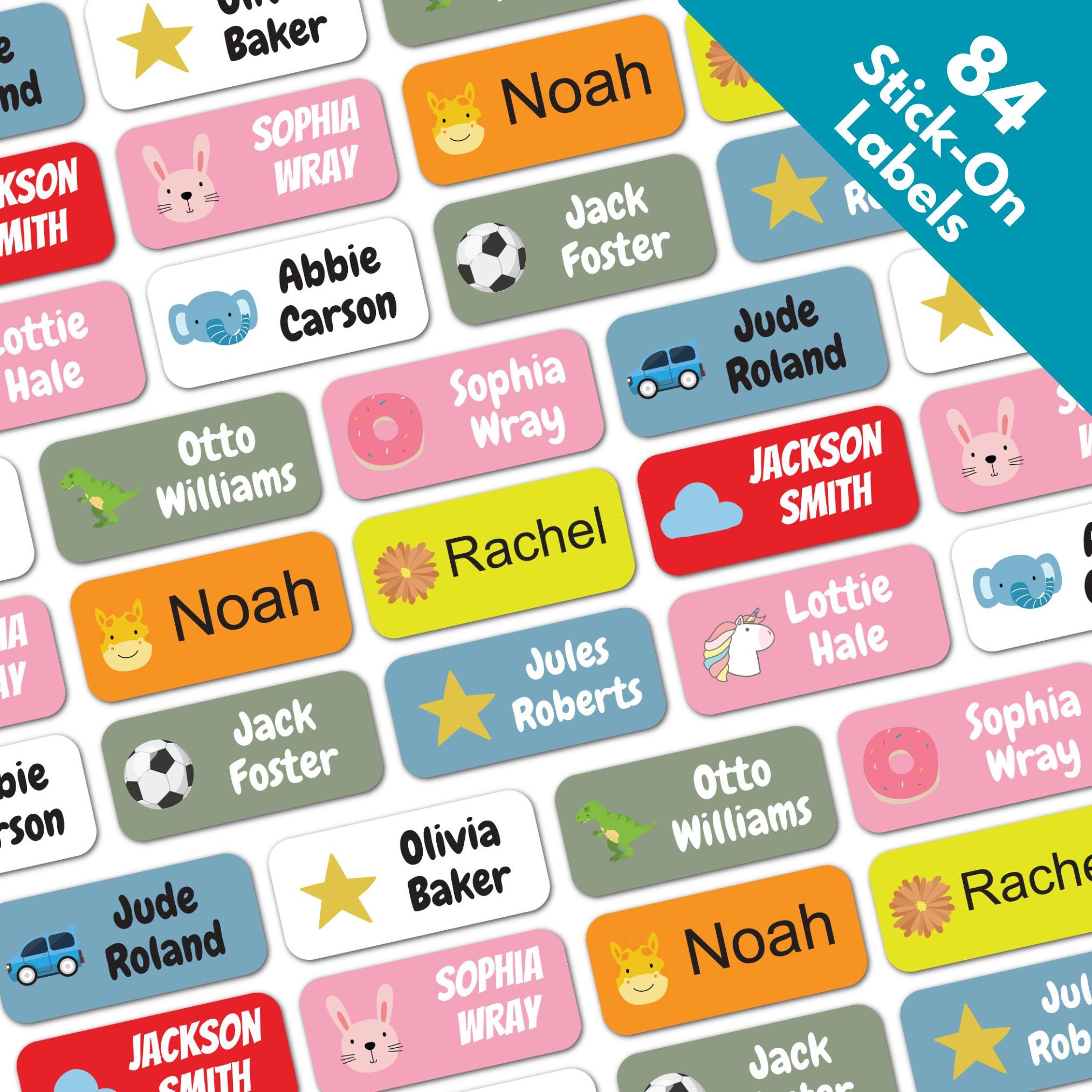 84 Stick On Name Label Stickers For Kids School Uniform