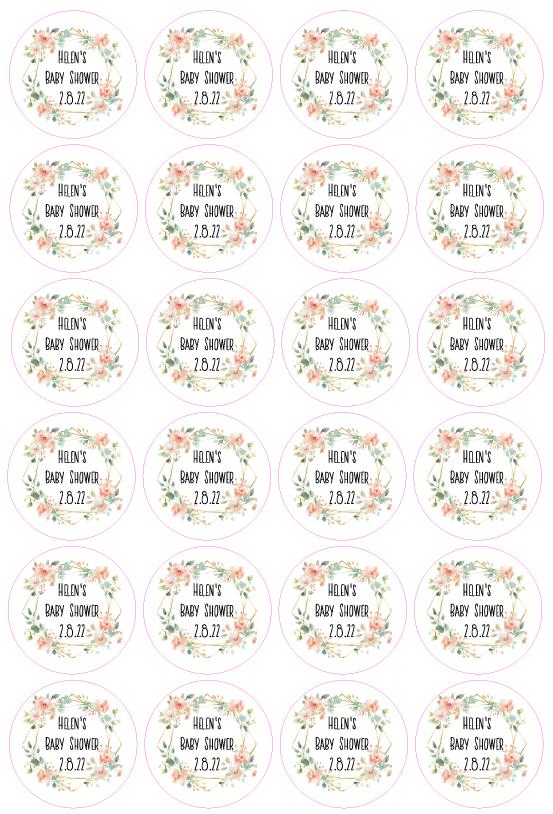 Personalised Baby Shower Custom Name Labels For Envelope Seals Party Bag Stickers Name And Date Floral Design