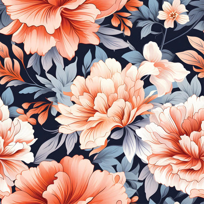 Coral Blue Pastel Large Flowers Peel And Stick Wallpaper Renter Friendly Self Adhesive Stick-On Removable