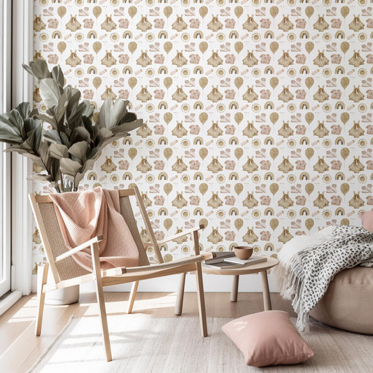Beige Nursery Boho Baby Accessories Removable Stick On Wallpaper Peel And Stick Wallpaper Self Adhesive