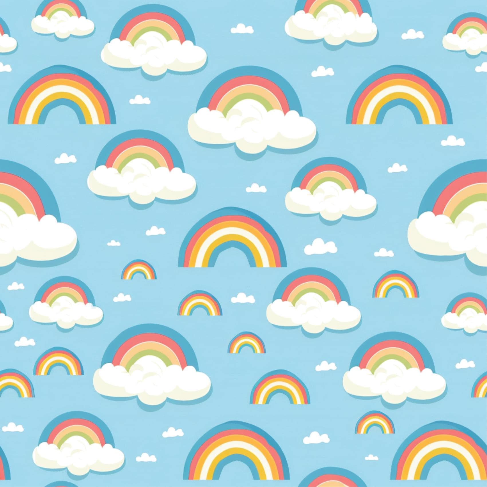 Rainbow Clouds Kids Fun Print Removable Peel And Stick Wallpaper Self Adhesive Renter Friendly Self Adhesive