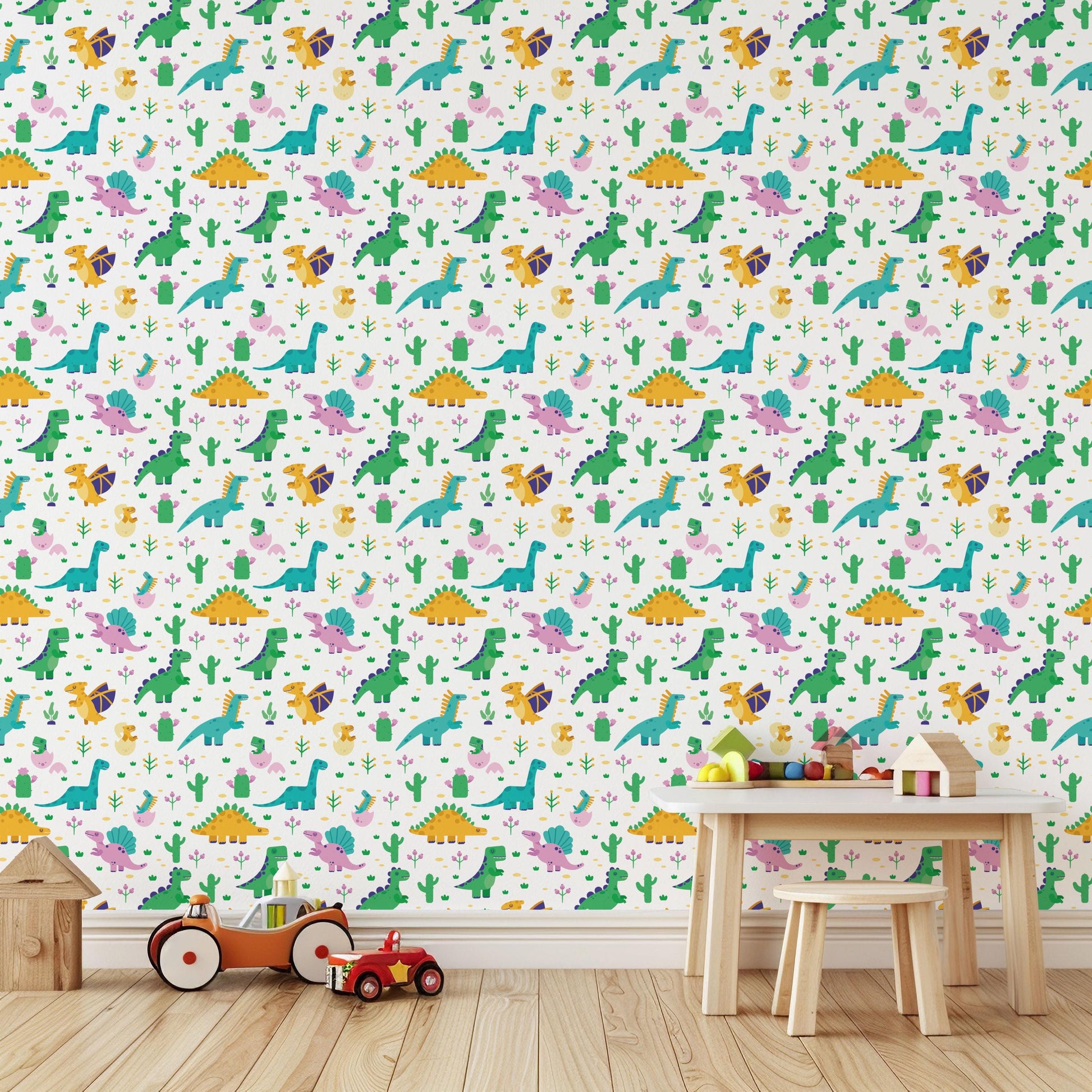 Bright Dinosaur Jurassic Trex Fun Playroom Peel And Stick Wallpaper Self Adhesive Renter Friendly Removeable For Kids