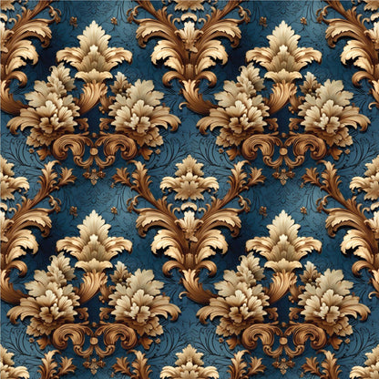 Royal Blue Classic Damask Pattern Peel And Stick Wallpaper Removable Self-Adhesive Vintage