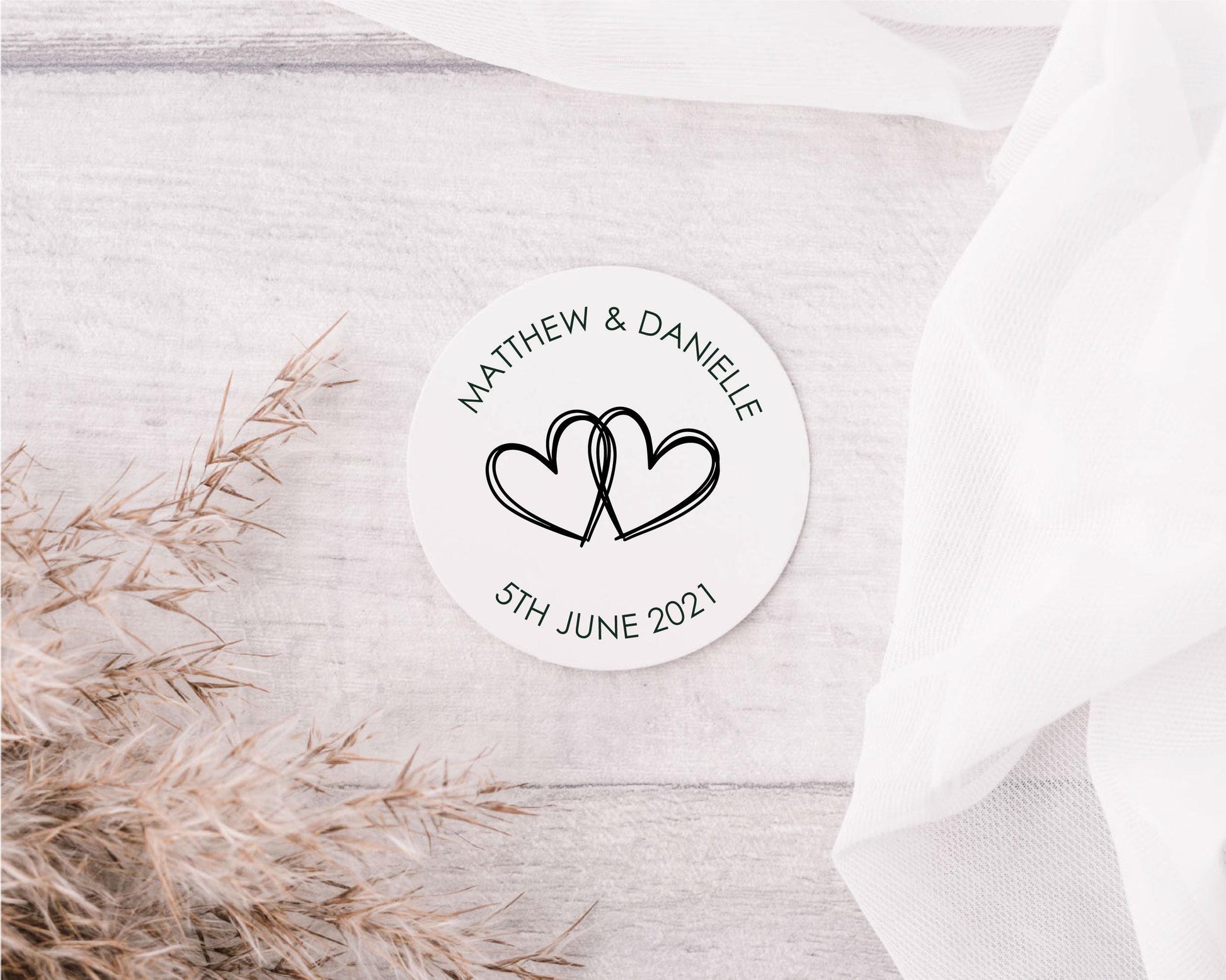 Personalised Mono Wedding Stickers Customised Wedding Favour Labels Names Dates Table Gift