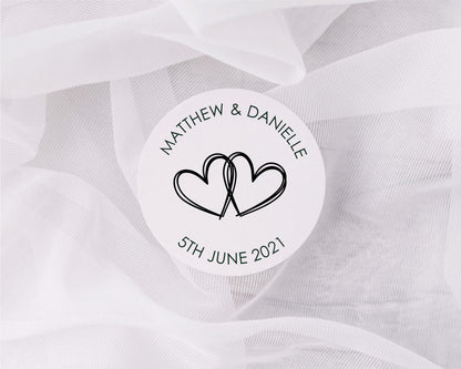 Personalised Mono Wedding Stickers Customised Wedding Favour Labels Names Dates Table Gift