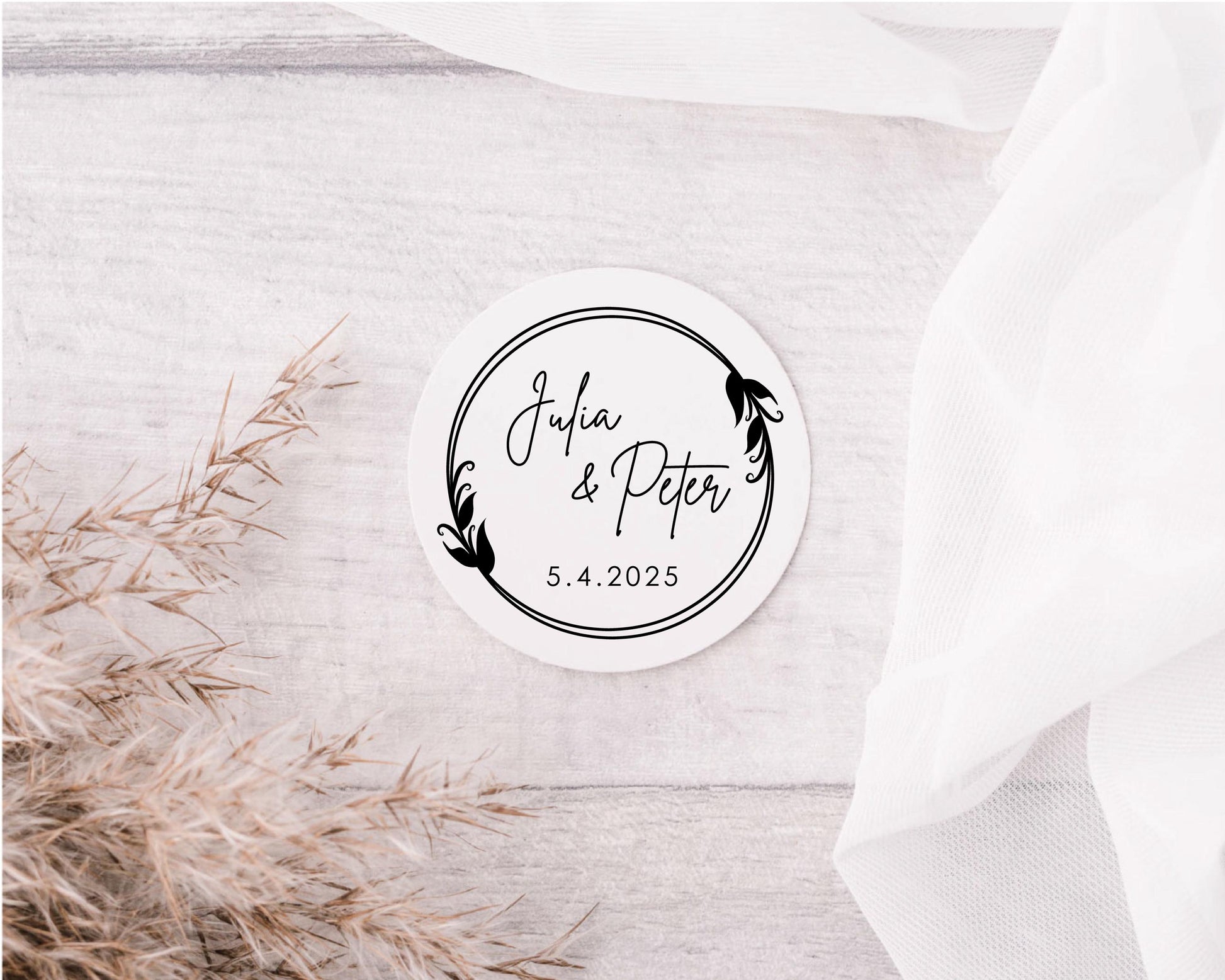 Personalised Minimalist Wedding Labels Customised Names Date Wedding Favour Stickers Table Gift