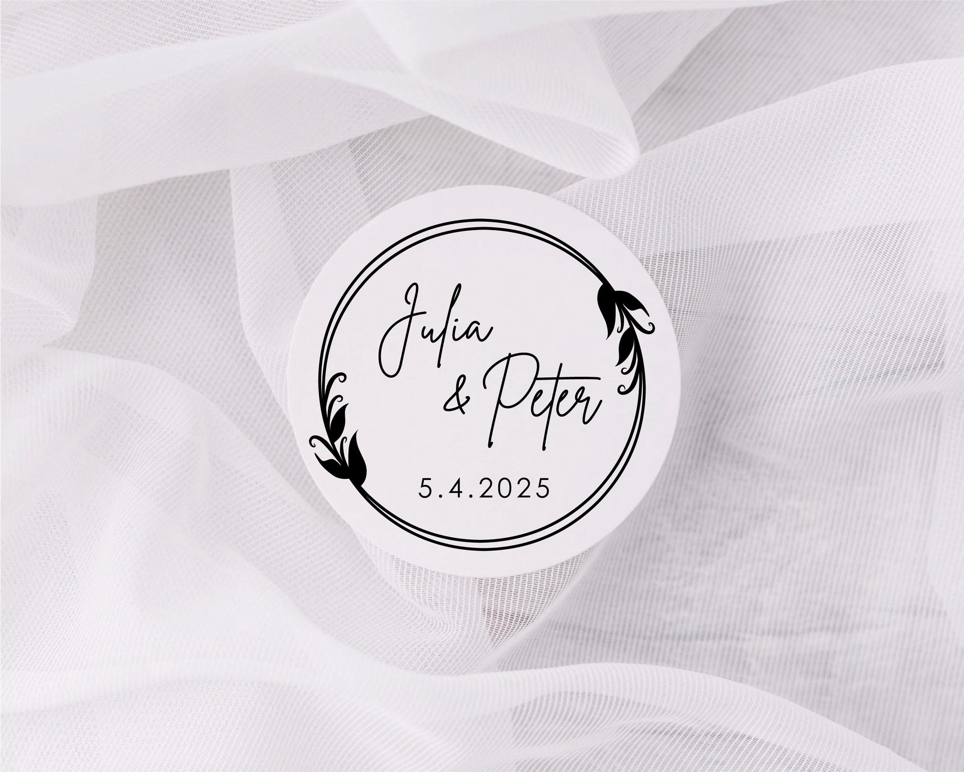 Personalised Minimalist Wedding Labels Customised Names Date Wedding Favour Stickers Table Gift