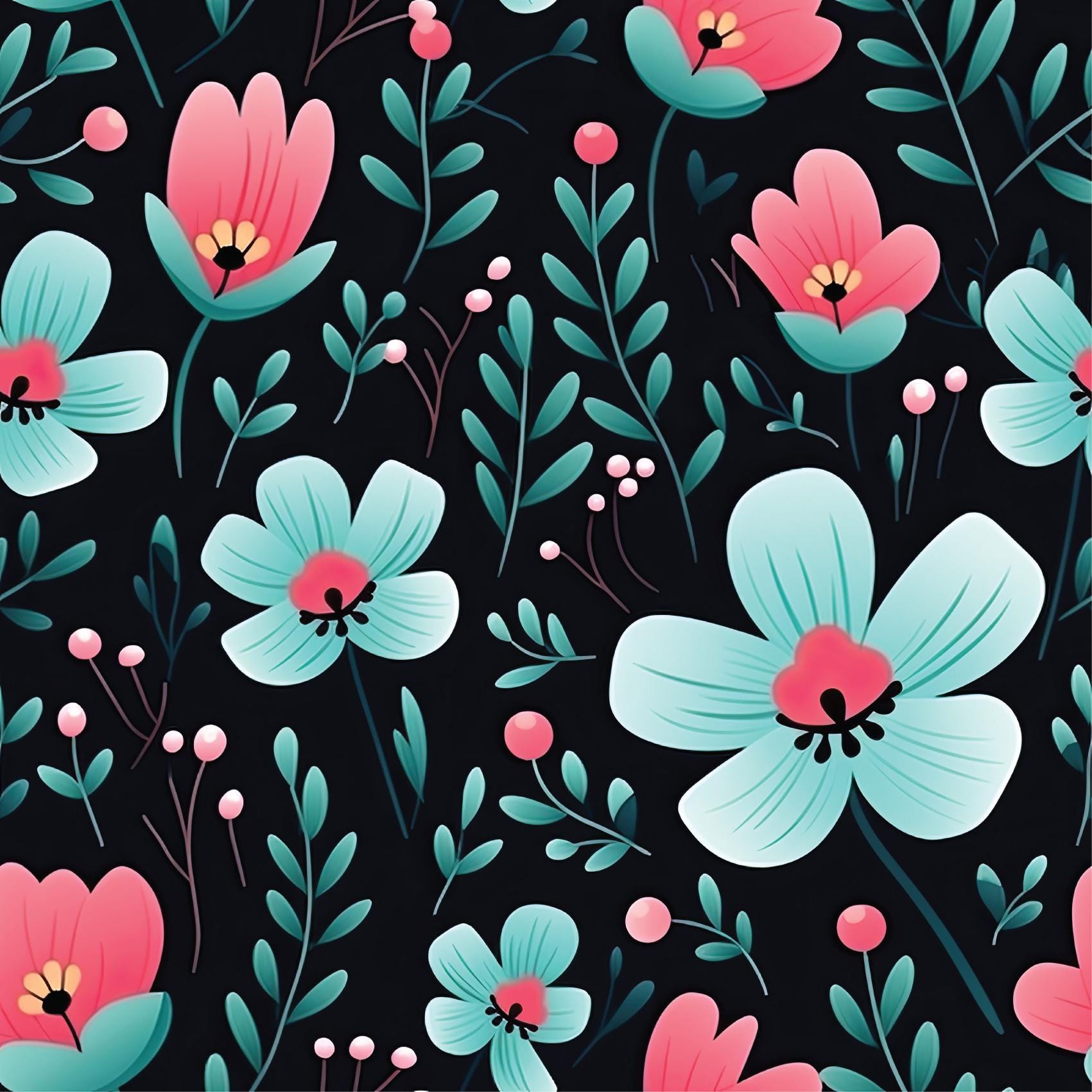 Black Red & Blue Buttercup Removable Stick On Wallpaper Peel And Stick Wallpaper Self Adhesive Renter Friendly
