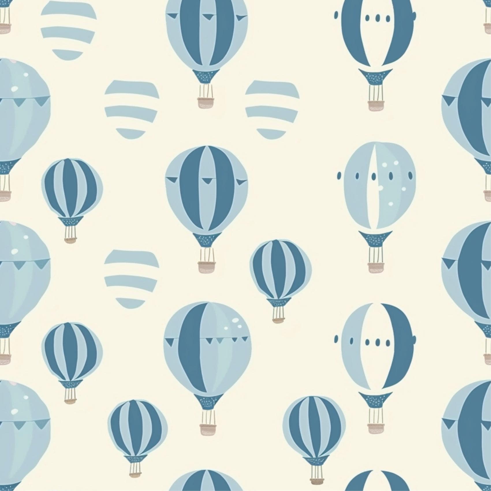 Hot Air Balloon Blue & White Nursery Kids Removable Peel And Stick Wallpaper Self Adhesive Renter Friendly