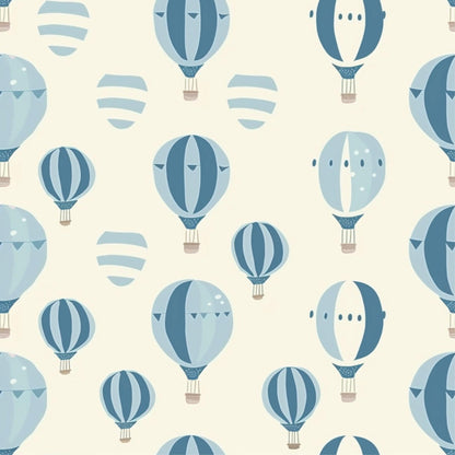 Hot Air Balloon Blue & White Nursery Kids Removable Peel And Stick Wallpaper Self Adhesive Renter Friendly