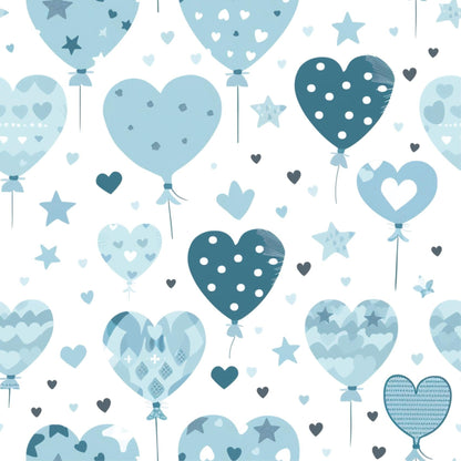 Watercolour Blues Balloon Hearts Kids Nursery Removable Peel And Stick Wallpaper Self Adhesive Renter Friendly
