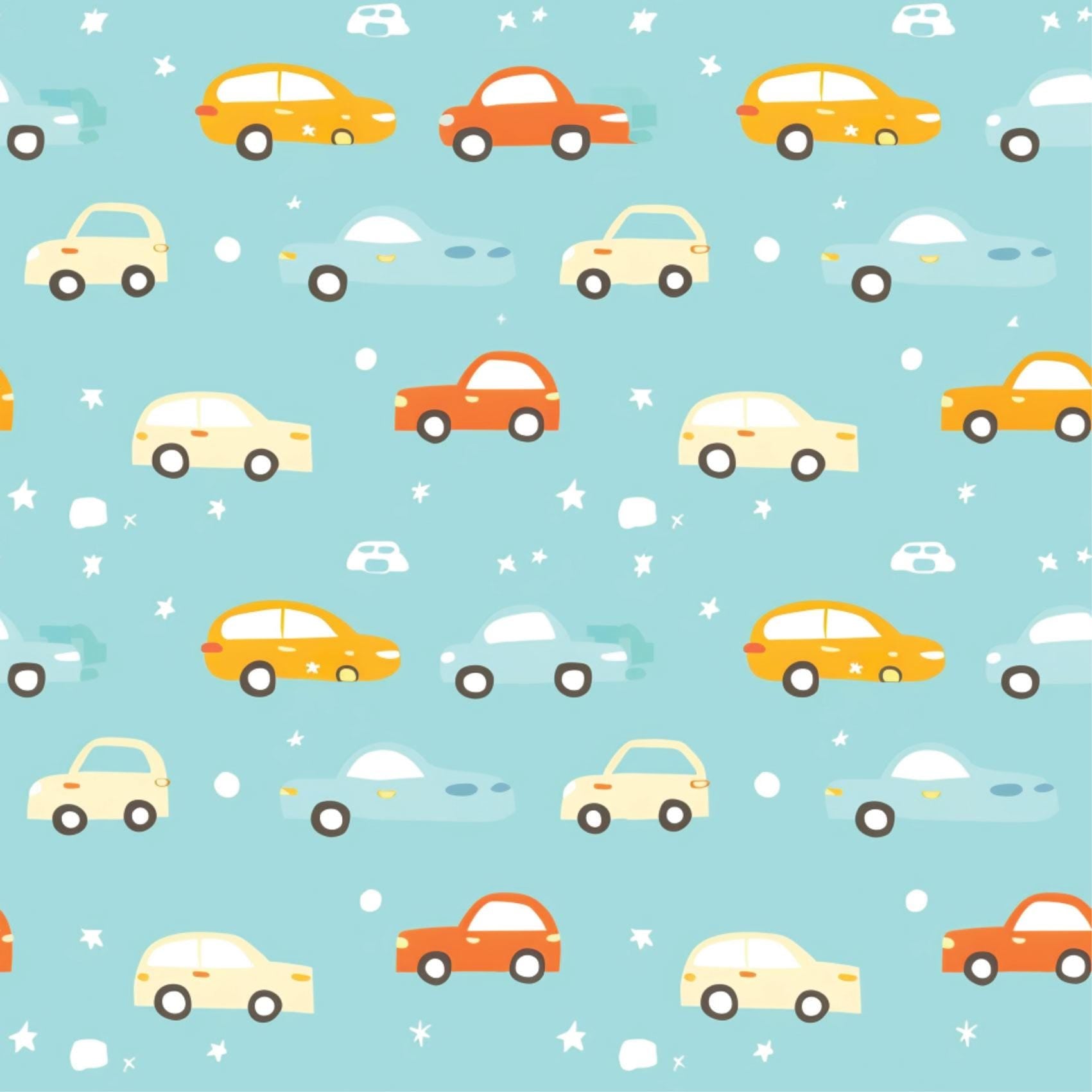Light Blue Red Yellow Cars Vehicles Kids Nursery Peel And Stick Wallpaper Self Adhesive Removable