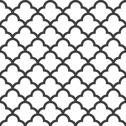 Geometric Black & White Scallop Waves Peel And Stick Wallpaper Renter Friendly