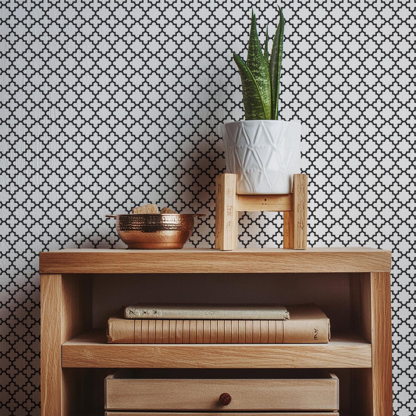 Black & White Geometric Pointed Peel And Stick Wallpaper Removeable