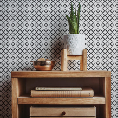Black & White Geometric Pointed Peel And Stick Wallpaper Removeable