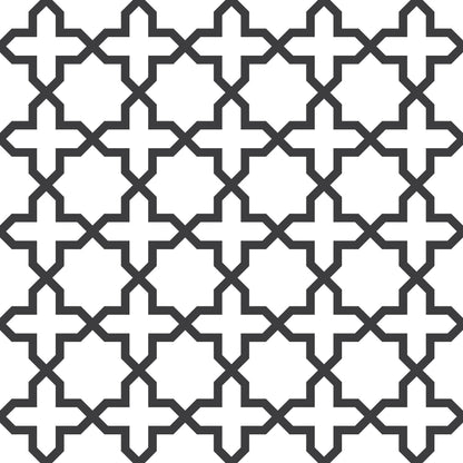 Black & White Geometric star Point Peel And Stick Wallpaper Renter Friendly