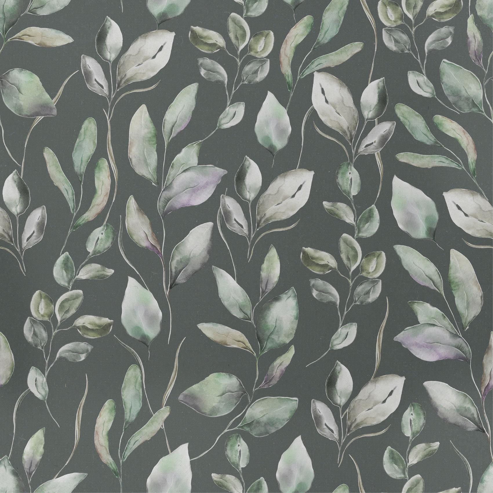 Dark Green Leafy Leaves Peel And Stick Wallpaper Self Adhesive