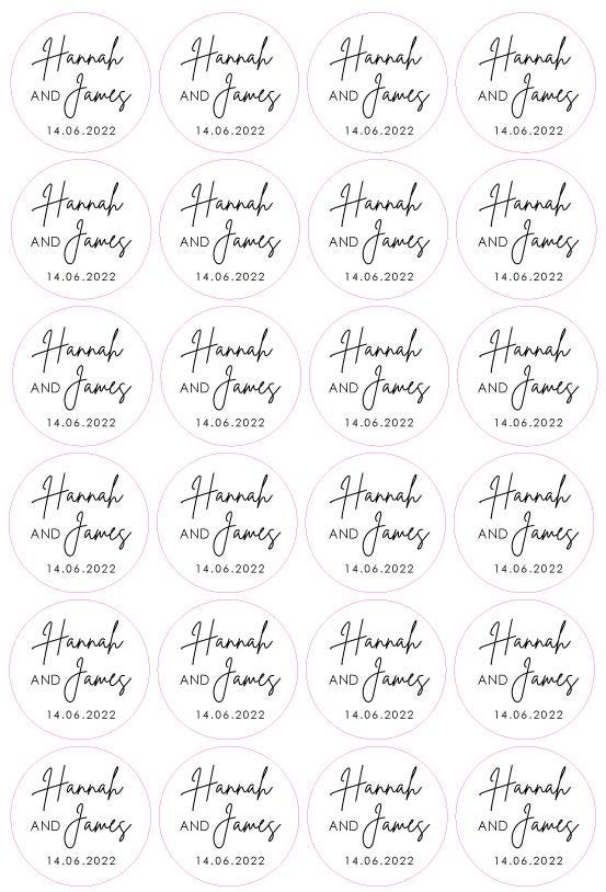 Personalised Names Wedding Date Labels, Wedding Favour Stickers Gifts Customised Minimalist