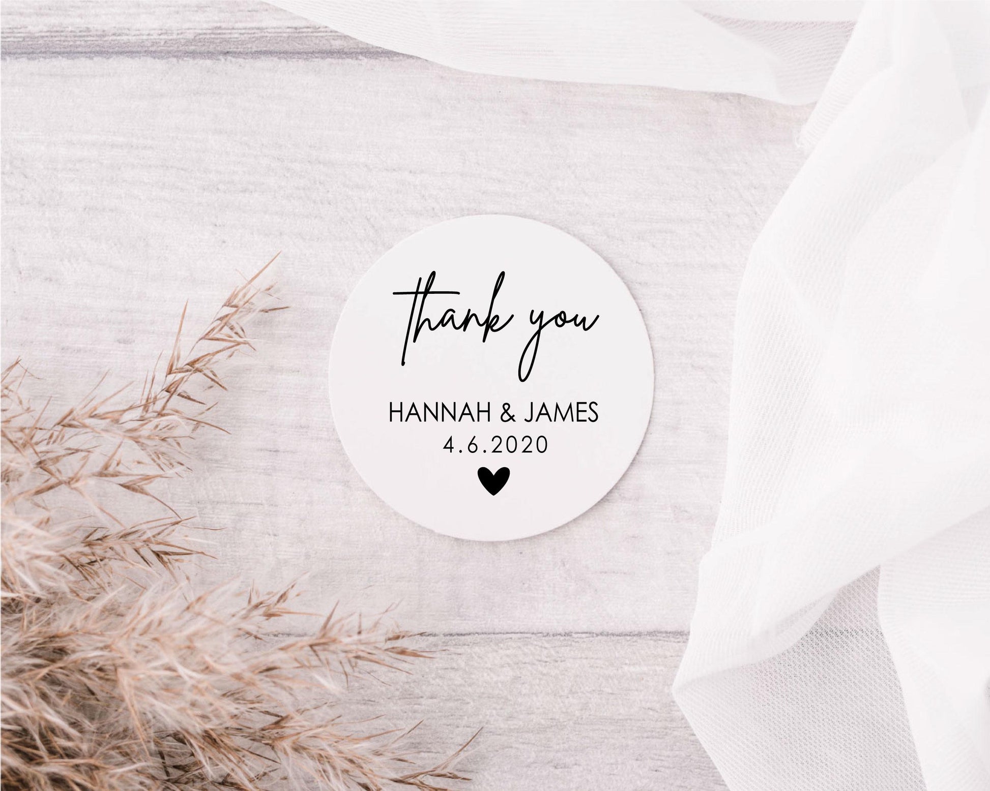Personalised Names Wedding Date Thank You Labels Wedding Favour Stickers Gifts Customised Minimalist