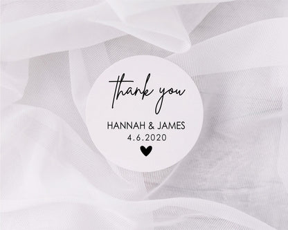Personalised Names Wedding Date Thank You Labels Wedding Favour Stickers Gifts Customised Minimalist
