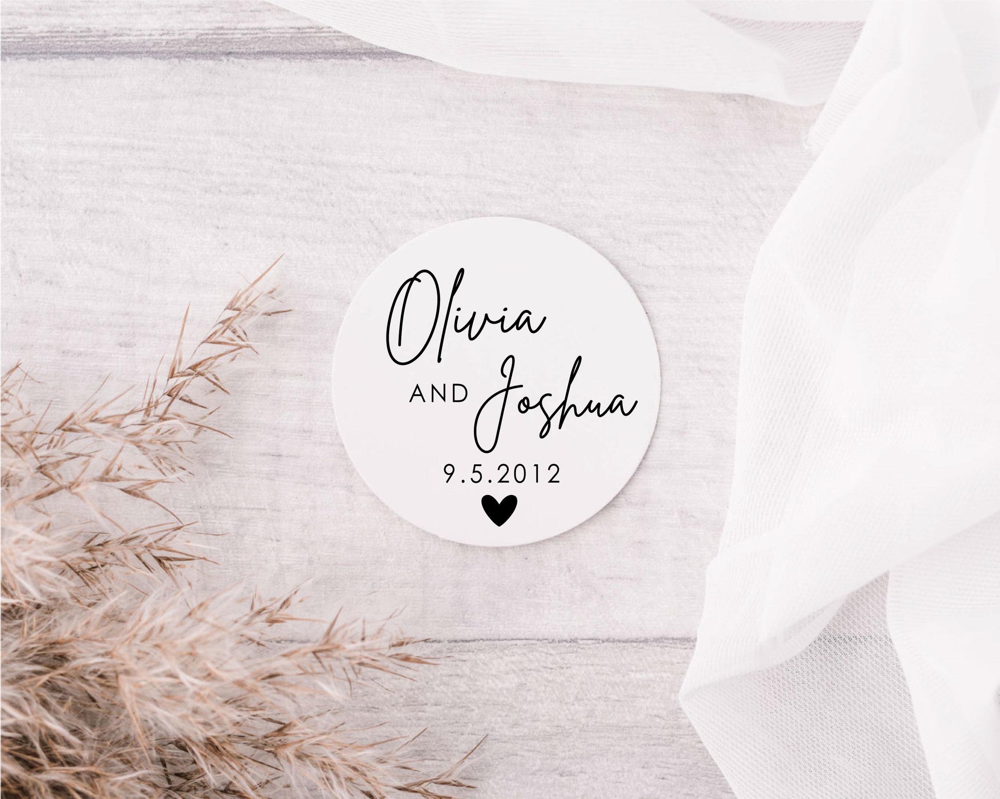 Personalised Mono Wedding Labels - Customised Wedding Favour Stickers Names Dates Table Gift