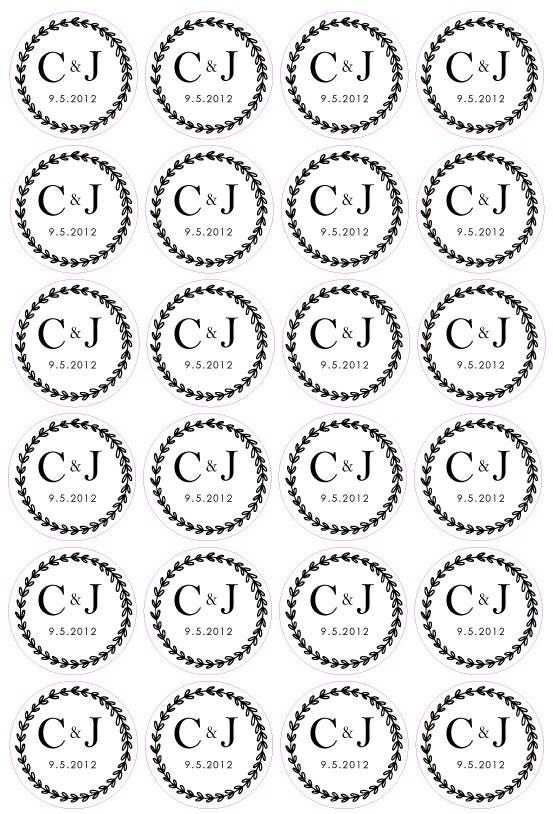 Personalised Wedding Labels Wreath- Customised Wedding Favour Stickers Names Dates Table Gift