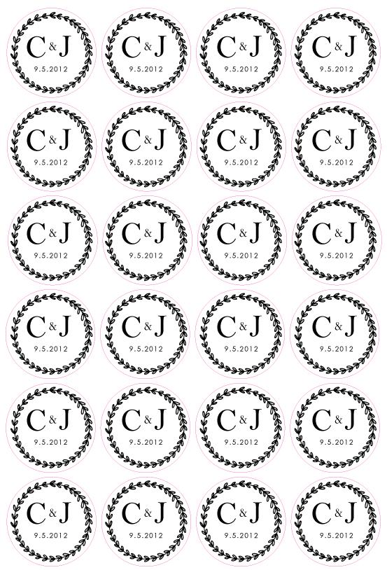 Custom Wedding Initials And Date Labels - Personalised Round Stickers For Wedding Day Favours Minimalist Design