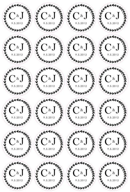 Custom Wedding Initials And Date Labels - Personalised Round Stickers For Wedding Day Favours Minimalist Design