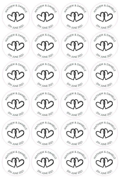 Personalised Mono Wedding Stickers Customised Wedding Favour Labels Names Dates Table Gift