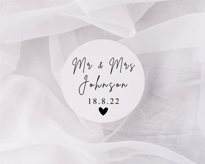 Custom Wedding Favours Stickers Labels - Personalised Names & Date Stickers For Wedding Day