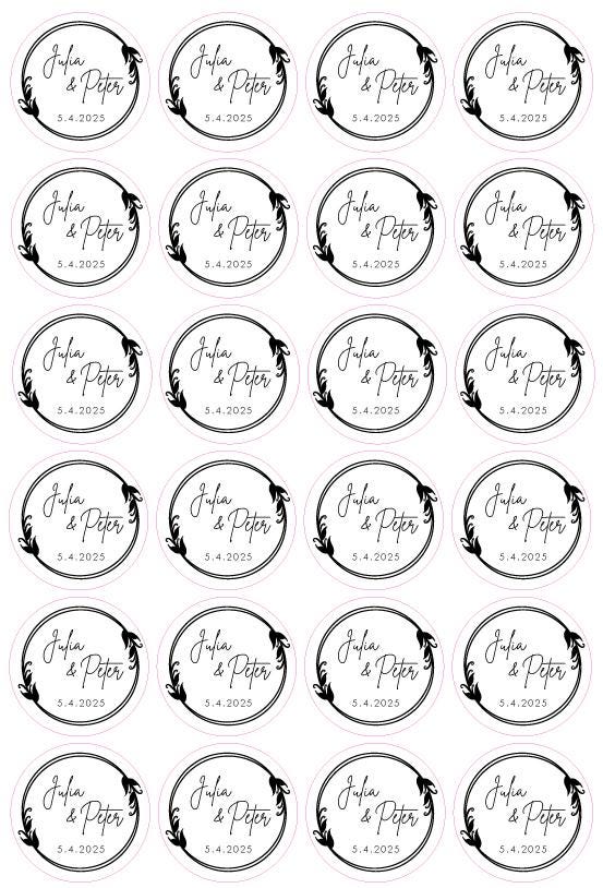 Personalised Minimalist Wedding Labels Customised Names Date Wedding Favour Stickers Table Gift