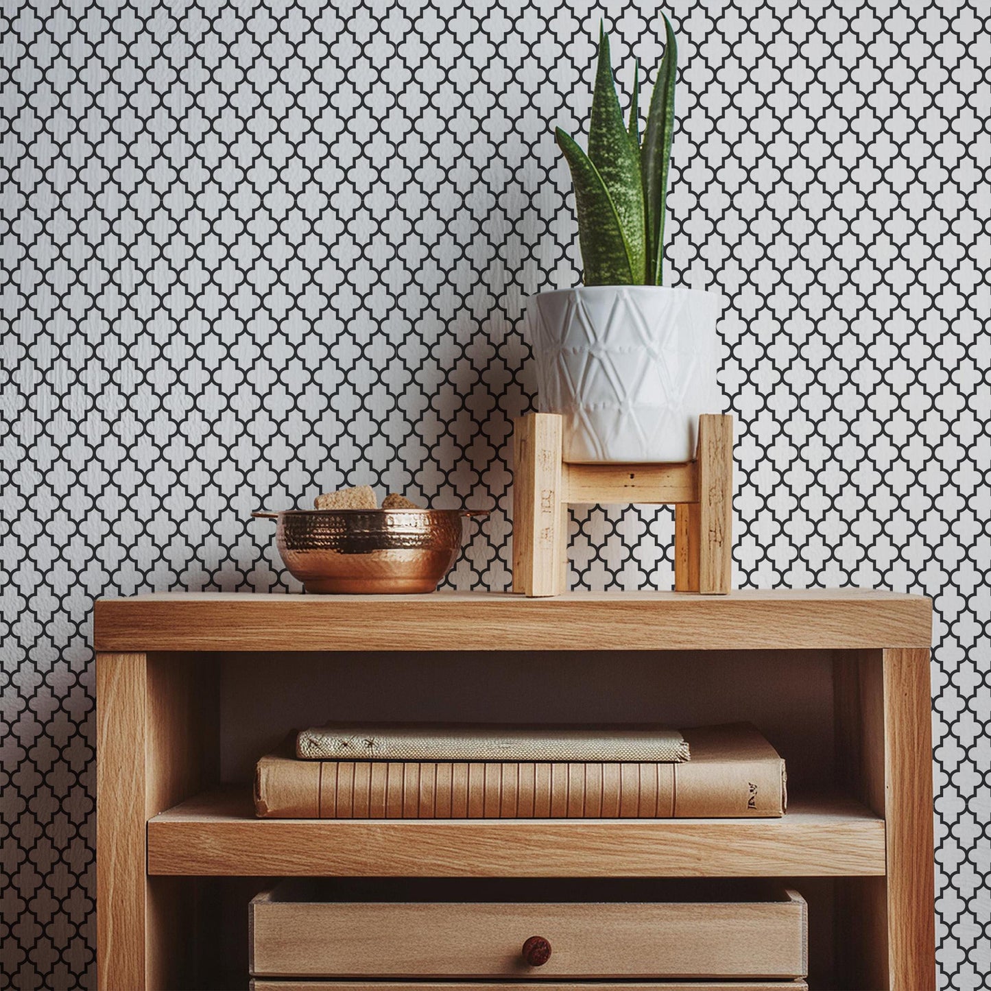 Geometric Black & White Peel And Stick Wallpaper Renter Friendly Removeable