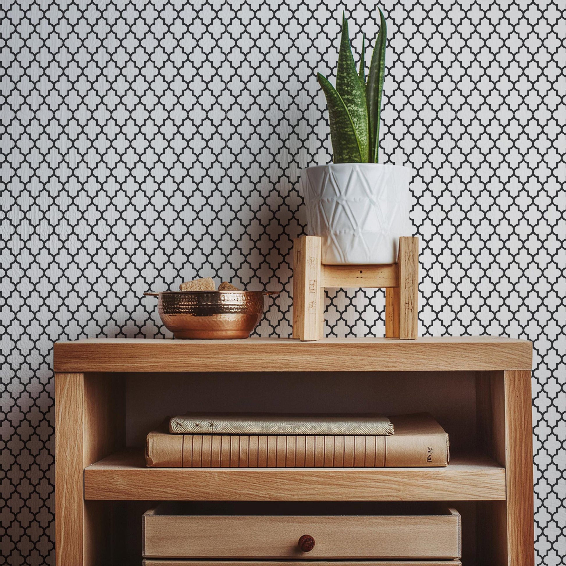 Geometric Black & White Peel And Stick Wallpaper Renter Friendly Removeable