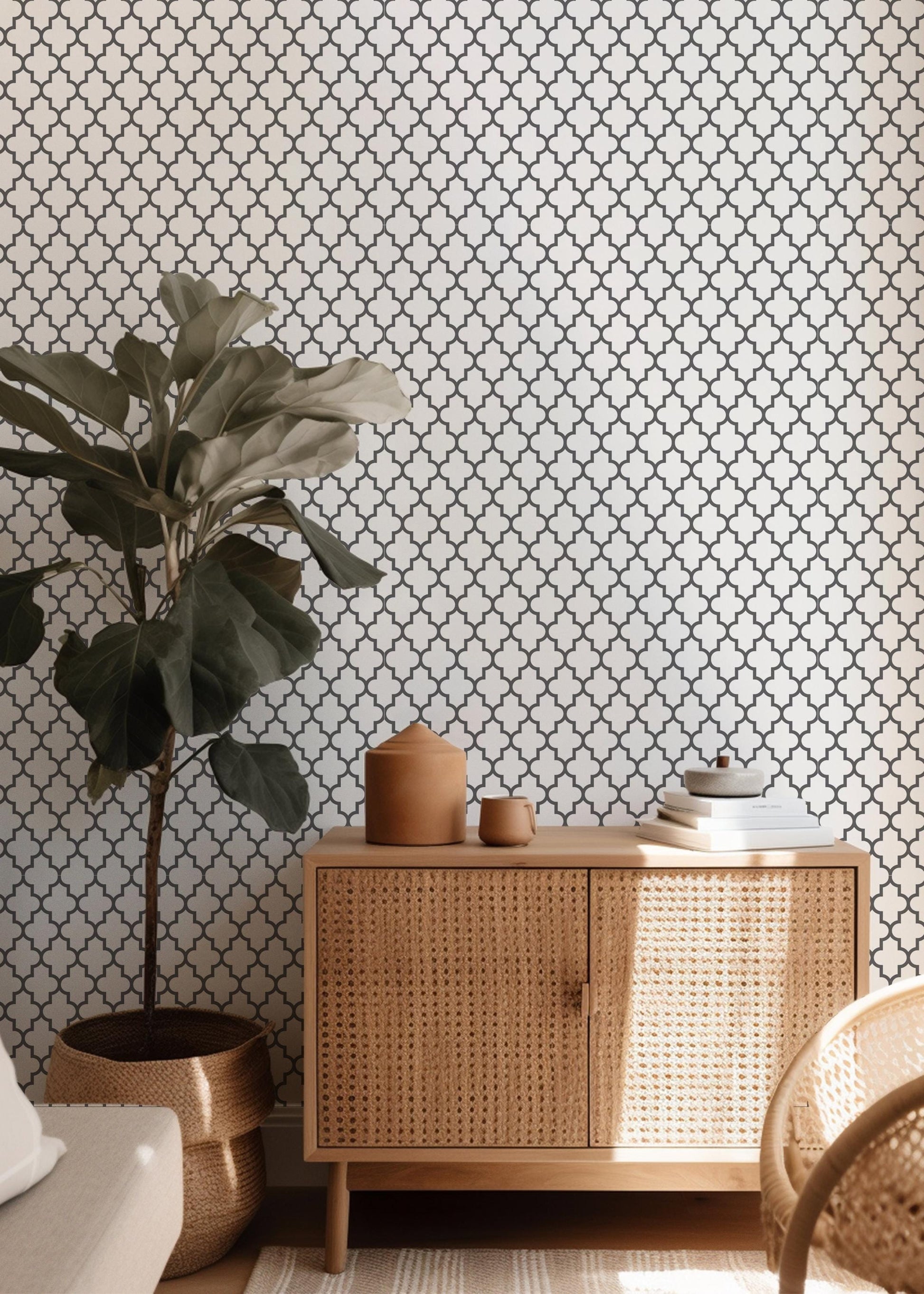 Geometric Black & White Peel And Stick Wallpaper Renter Friendly Removeable