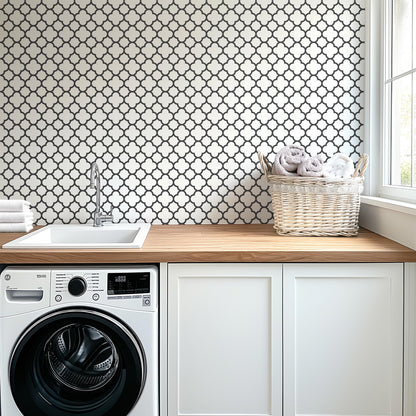 Black & White Geometric Design Peel And Stick Wallpaper Self Adhesive.