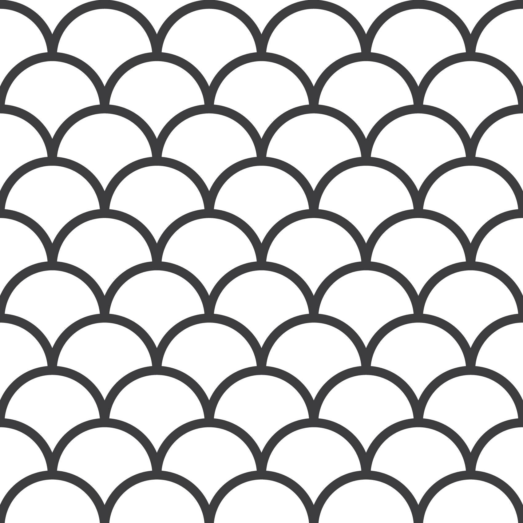 Geometric Mermaid Waves Black & White Peel And Stick Wallpaper Removeable