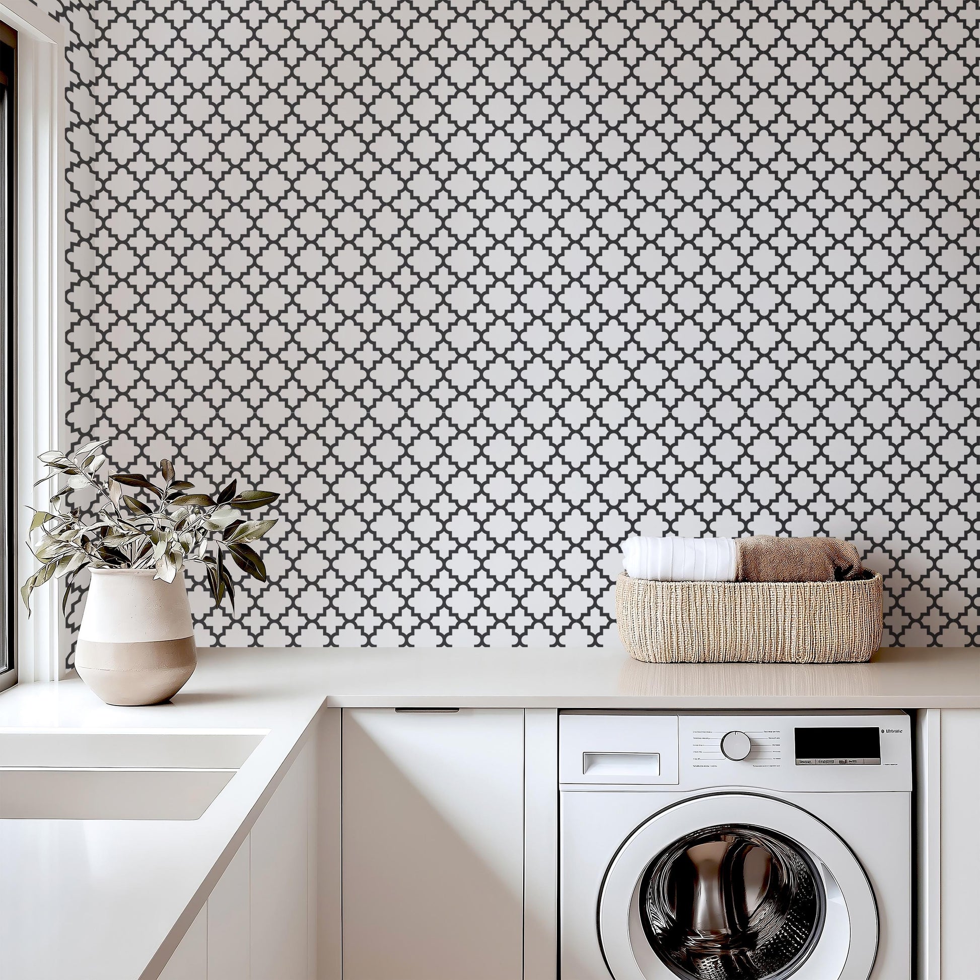 Black & White Geometric Pointed Peel And Stick Wallpaper Removeable