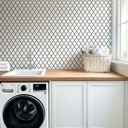 Wavy Geometric Black & White Peel And Stick Wallpaper Self Adhesive