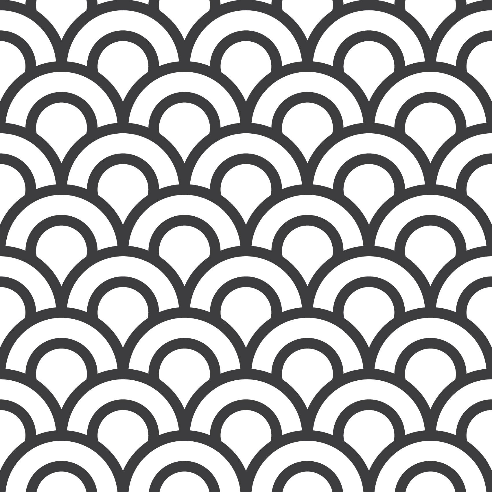Geometric Modern Arch Waves Black & White Peel And Stick Wallpaper Self Adhesive