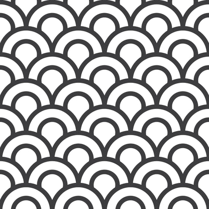 Geometric Modern Arch Waves Black & White Peel And Stick Wallpaper Self Adhesive