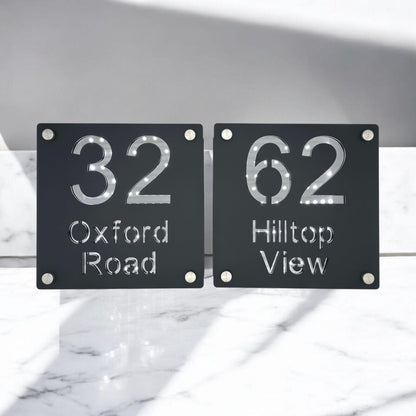 modern house number sign plaques UK house sign