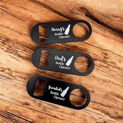 custom name metal bottle opener black