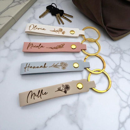 personalised leather keyring for her gift