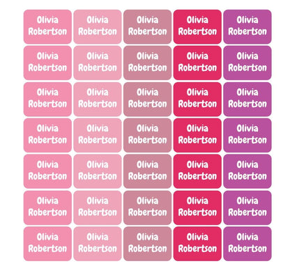 35 x Washable Personalised Pink Name Tags Labels For Kids Clothes & Nursery