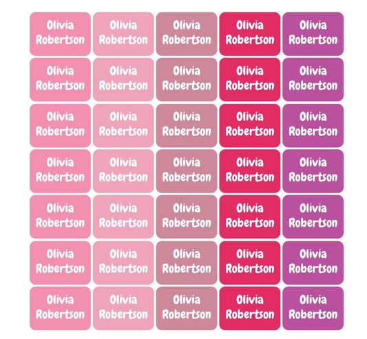 35 x Mixed Pink Colour Plain Name Colour Labels Tags For Clothes