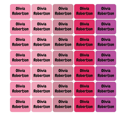 35 x Washable Personalised Pink Name Tags Labels For Kids Clothes & Nursery