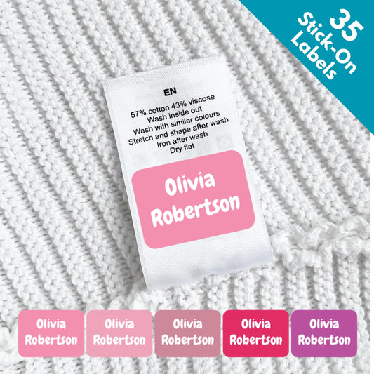 pink stick on name tags labels