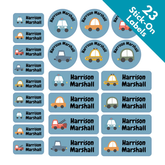 fire truck boys stick on name label tags for clothes UK