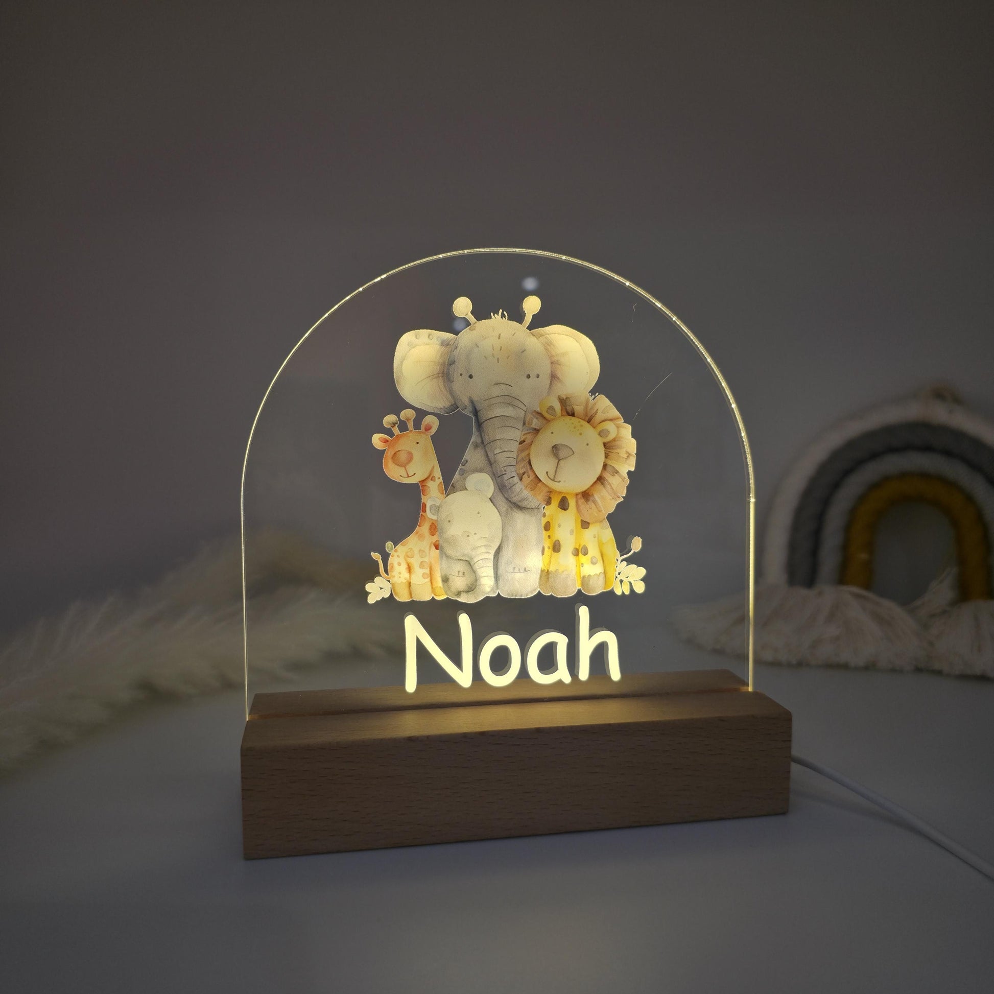 safari kids personalised night light