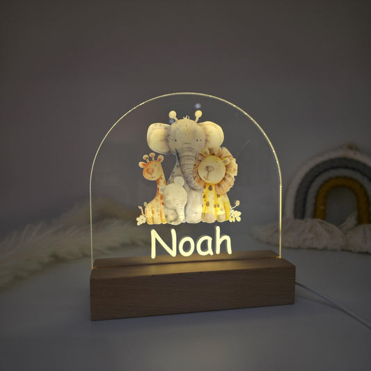 safari kids personalised night light